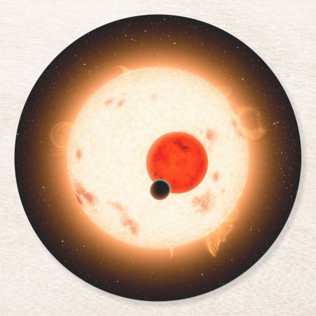 The Kepler-16 System. Round Paper Coaster (Front)