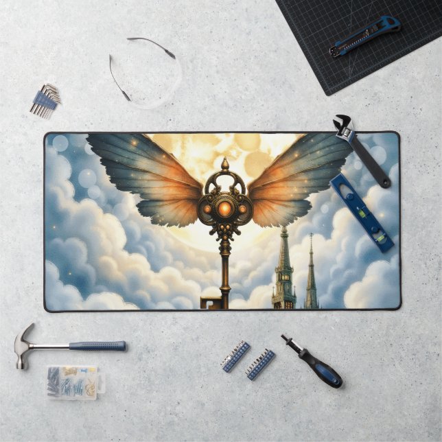 The Key of Eternity – Steampunk Wings  Desk Mat (Workstation)