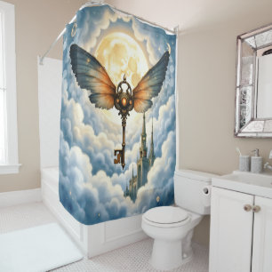 The Key of Eternity – Steampunk Wings Shower Curtain