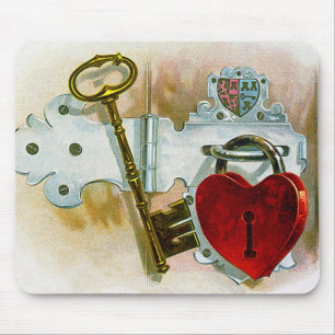 The Key to my Heart~Vintage Tobacco Label Mouse Pad