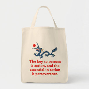 The Key To Success Is Action - Perseverance Quote Tote Bag