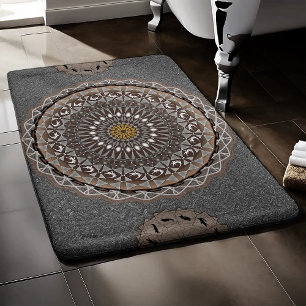 The khaki crocodylus porosus mandala art bath mat