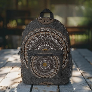 The khaki crocodylus porosus mandala printed backpack