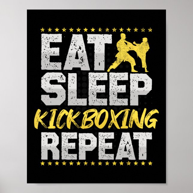 The Kickboxing Repeat Retro Martial Arts Men Kickb Poster (Front)
