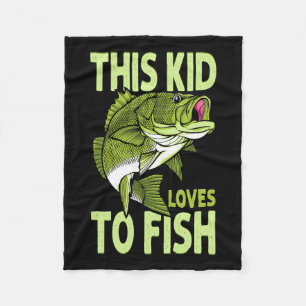 The Kid Loves To Fish Fishing Kid Fleece Blanket