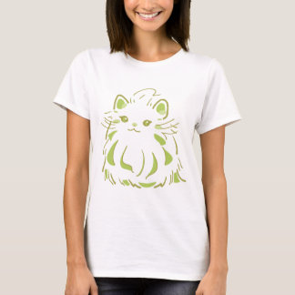 The Kind Look of a Persian Cat Wrapped in Green T-Shirt