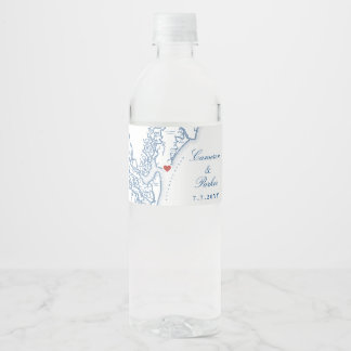 The King and Prince St Simons GA Map Wedding Water Bottle Label