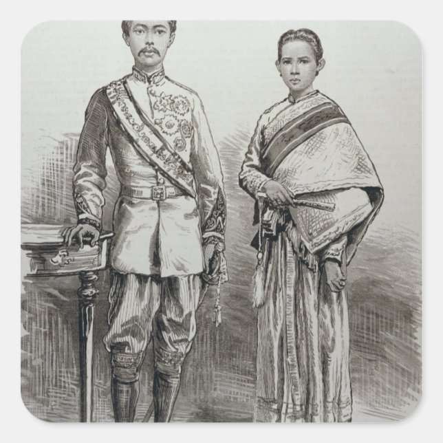 The King and Queen of Siam Square Sticker (Front)