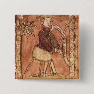 The King dispensing justice 15 Cm Square Badge