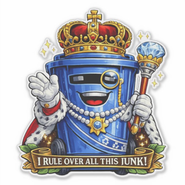 The King of Junk - Wheelie Bin Waterproof Sticker (Front)