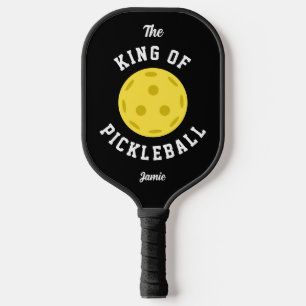 The King of Pickleball Cute Fun Type Black Yellow Paddle