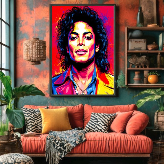 The King of Pop in Electric Colours Canvas Print (Creator Uploaded)