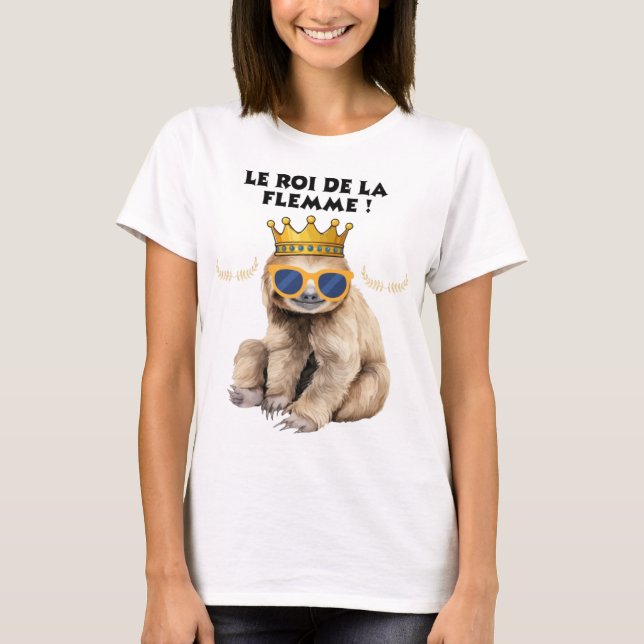 The King of Slacking – Lazy Monkey Illustration T-Shirt (Front)