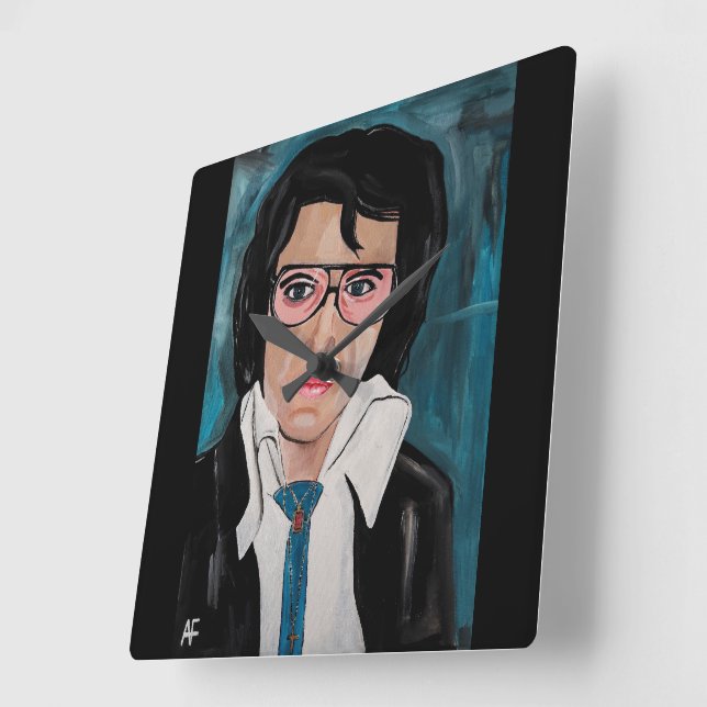 The King Painting by Alfred Fox Square Wall Clock (Angle)