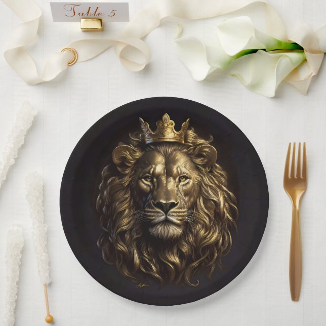 The King! The Not-So-Cowardly Lion of Oz Paper Plate (Wedding)