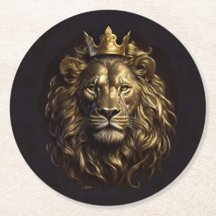 The King! The Not-So-Cowardly Lion of Oz Round Paper Coaster