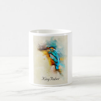 The kingfisher bird in a beautiful watercolor coffee mug