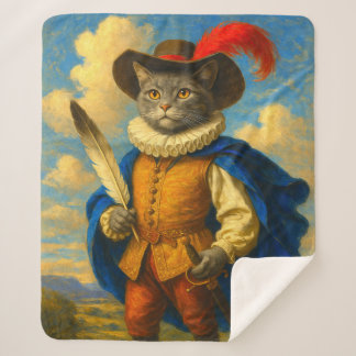 The King's First Blade | A Musketeer Cat Honour Sherpa Blanket