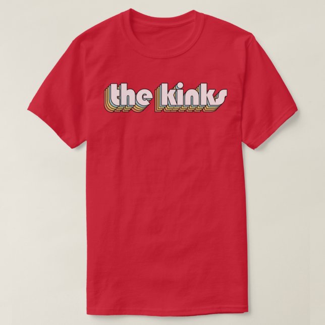 The Kinks Retro Rainbow Typography Faded Style T-Shirt (Design Front)