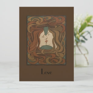 The Kiss 1898, woman - Art Nouveau - Illustration Holiday Card