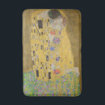 The Kiss, Art Nouveau Oil Painting, Gustav Klimt Bath Mat<br><div class="desc">oil on canvas 1907-1908 abstract Art Nouveau portrait depicting a romantic kiss between a man and a woman the man and woman are decorated with a geometric pattern of yellow black and white rectangles and psychedelic trippy swirls, and colorful polka dots respectively. the couple are kneeling on a bed of...</div>