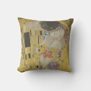 The Kiss, Art Nouveau Oil Painting, Gustav Klimt Cushion