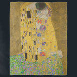 The Kiss, Art Nouveau Oil Painting, Gustav Klimt Fleece Blanket<br><div class="desc">oil on canvas 1907-1908 abstract Art Nouveau portrait depicting a romantic kiss between a man and a woman the man and woman are decorated with a geometric pattern of yellow black and white rectangles and psychedelic trippy swirls, and colorful polka dots respectively. the couple are kneeling on a bed of...</div>