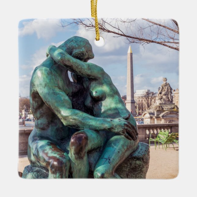 The Kiss by Auguste Rodin at the Tuileries, Paris Ceramic Ornament (Front)