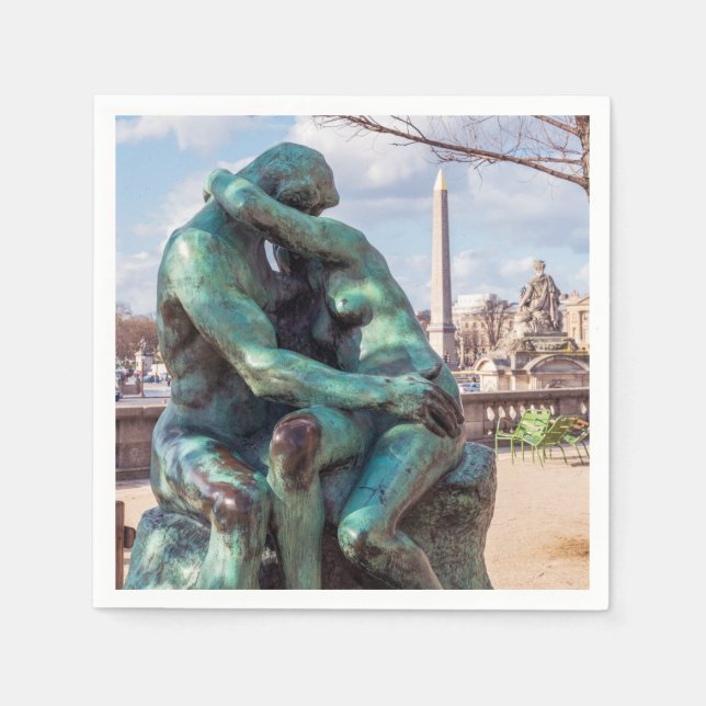 The Kiss by Auguste Rodin at the Tuileries, Paris Napkin (Front)