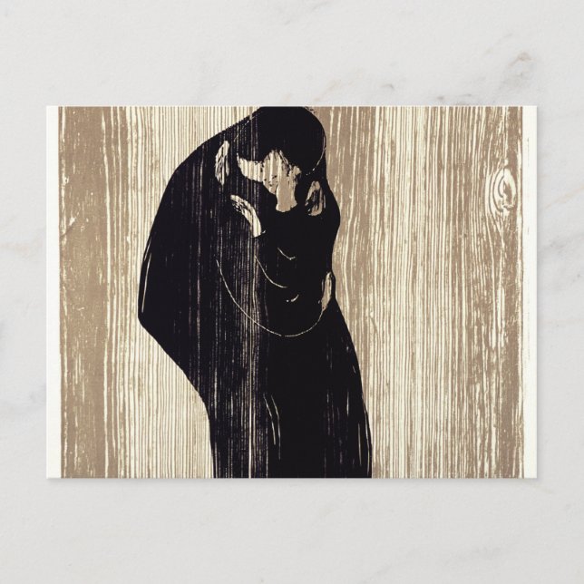 The kiss by Edvard Munch lithography, Postcard (Front)