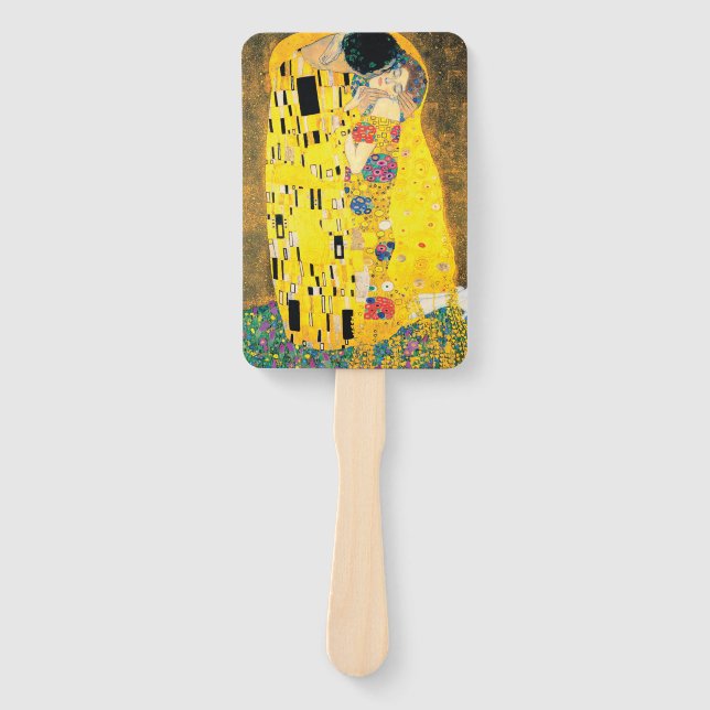 The Kiss by Gustav Klimt Hand Fan (Front)