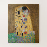 The Kiss by Gustav Klimt Jigsaw Puzzle<br><div class="desc">The Kiss by Gustav Klimt The Kiss is an oil-on-canvas painting with added gold leaf, silver and platinum. by the Austrian Symbolist painter Gustav Klimt. It was painted at some point in 1907 and 1908, during the height of what scholars call his "Golden Period". Featuring shimmering gold tones, stylized forms,...</div>