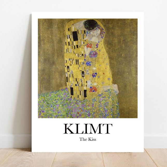 The Kiss by Gustav Klimt Poster (Klimt's Iconic Kiss: Love & Gold Await. High-quality art poster)