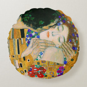 The Kiss by Gustav Klimt Round Cushion
