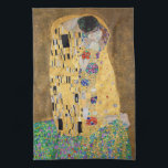 The Kiss by Gustav Klimt Tea Towel<br><div class="desc">The Kiss by Gustav Klimt The Kiss is an oil-on-canvas painting with added gold leaf, silver and platinum. by the Austrian Symbolist painter Gustav Klimt. It was painted at some point in 1907 and 1908, during the height of what scholars call his "Golden Period". Featuring shimmering gold tones, stylized forms,...</div>