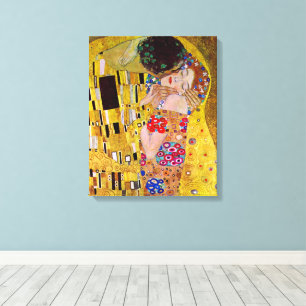 The Kiss by Gustav Klimt, Vintage Art Nouveau Canvas Print