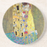 The Kiss by Gustav Klimt, Vintage Art Nouveau Coaster<br><div class="desc">The Kiss (Der Kuss) (1907/08) by Gustav Klimt is probably his most famous work. Klimt began work on it in 1907 and it is the highpoint of his so-called 'Golden Period'. The Kiss is a vintage Victorian Era Symbolism fine art love and romance painting featuring a romantic couple in various...</div>