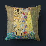 The Kiss by Gustav Klimt, Vintage Art Nouveau Cushion<br><div class="desc">The Kiss (Der Kuss) (1907/08) by Gustav Klimt is probably his most famous work. Klimt began work on it in 1907 and it is the highpoint of his so-called 'Golden Period'. The Kiss is a vintage Victorian Era Symbolism fine art love and romance painting featuring a romantic couple in various...</div>