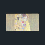 The Kiss by Gustav Klimt, Vintage Art Nouveau Label<br><div class="desc">The Kiss (Der Kuss) (1907/08) by Gustav Klimt is probably his most famous work. Klimt began work on it in 1907 and it is the highpoint of his so-called 'Golden Period'. The Kiss is a vintage Victorian Era Symbolism fine art love and romance painting featuring a romantic couple in various...</div>