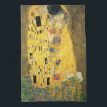 The Kiss by Gustav Klimt, Vintage Art Nouveau Tea Towel<br><div class="desc">The Kiss (Der Kuss) (1907/08) by Gustav Klimt is probably his most famous work. Klimt began work on it in 1907 and it is the highpoint of his so-called 'Golden Period'. The Kiss is a vintage Victorian Era Symbolism fine art love and romance painting featuring a romantic couple in various...</div>