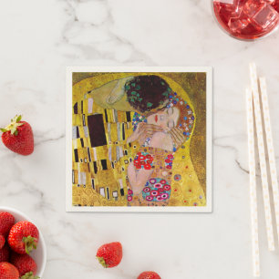 The Kiss by Gustav Klimt, Vintage Art Wedding Napkin