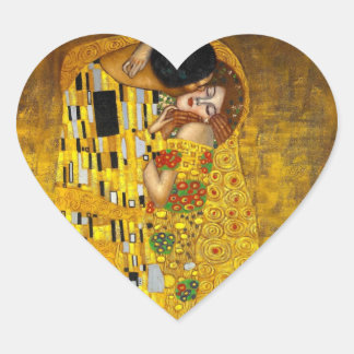 The Kiss By Gustave Klimt Heart Sticker
