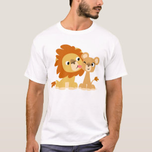The Kiss: Cute Cartoon Lion Couple Kids T-shirt