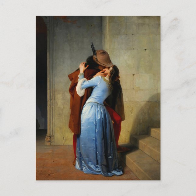 The Kiss Francesco Hayez Holiday Postcard (Front)