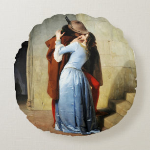 The Kiss - Francesco Hayez Il Bacio  Round Cushion