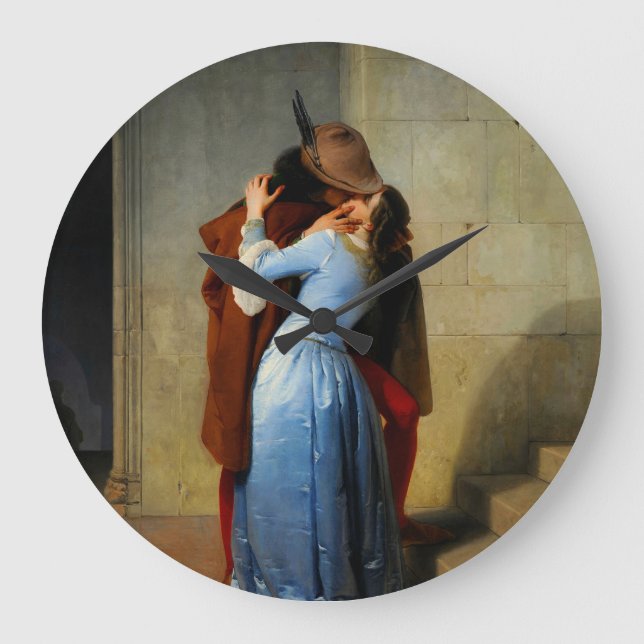 The Kiss Francesco Hayez Large Clock (Front)