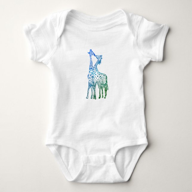 The Kiss Giraffe DrawinBaby Jersey Bodysuit, White Baby Bodysuit (Front)