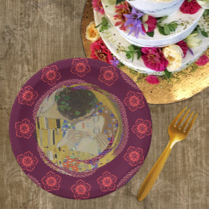 The Kiss, Gustav Klimt, Fine Art Paper Plate