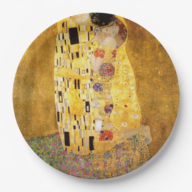 The Kiss Gustav Klimt Paper Plate (Front)