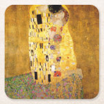 The Kiss Gustav Klimt Square Paper Coaster<br><div class="desc">Imperial Austrian Painter Gustav Klimt's masterpiece : The Kiss painting</div>